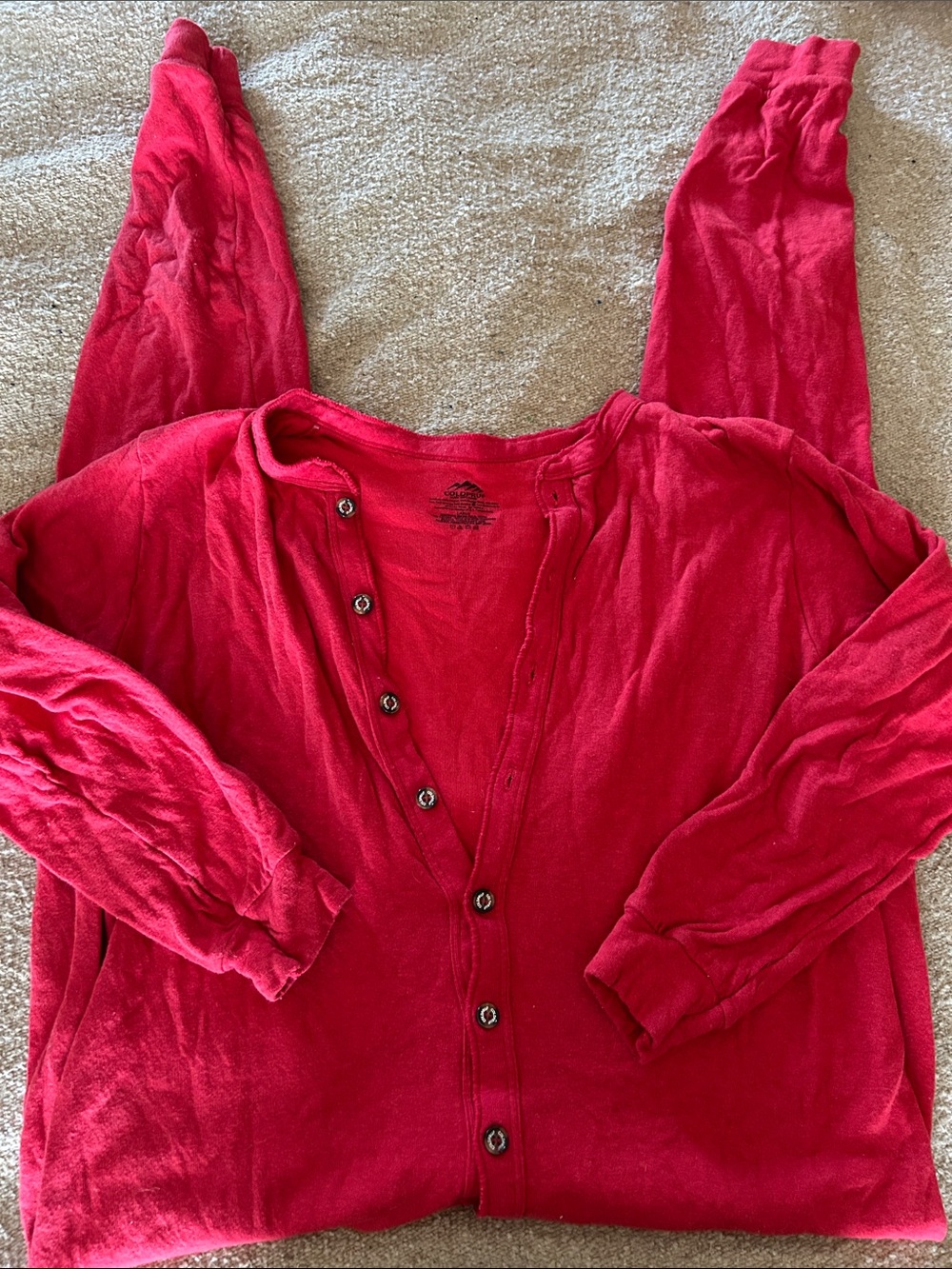 Men's Red Button-Front Long Underwear